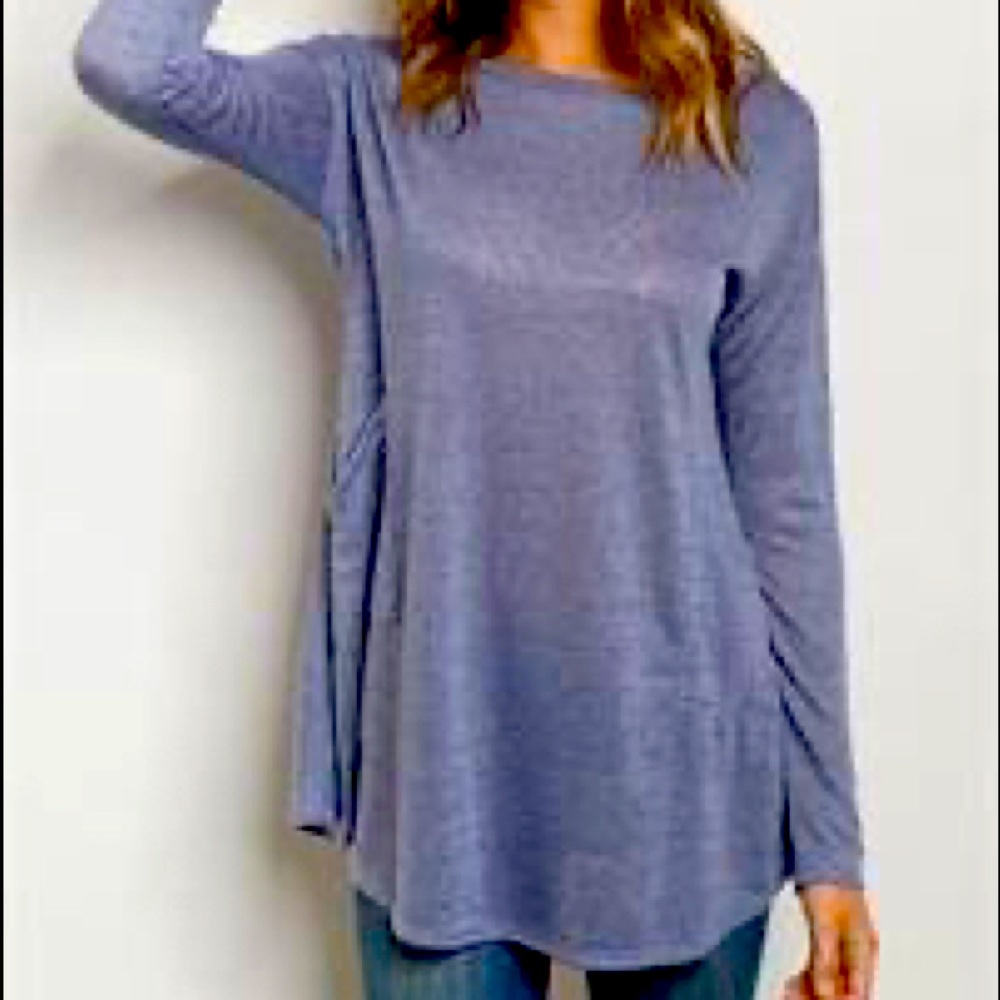 Long Sleeve Drop Shoulder Boat Neck Tunic Top